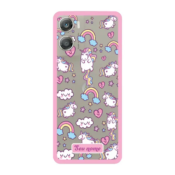 Capinha para Moto G06 Anti Impacto Personalizada - Unicórnio com nome e fundo transparente