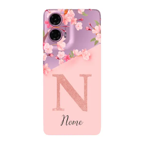 Capinha para Moto G24 Anti Impacto Personalizada - Delicate Flowers Rosa com nome e inicial