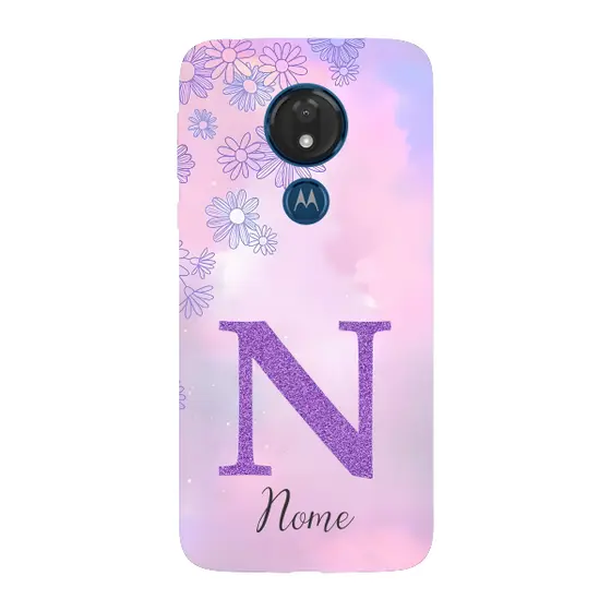 Capinha para Moto G7 Power Anti Impacto Personalizada - Delicate Flowers Lilás com nome