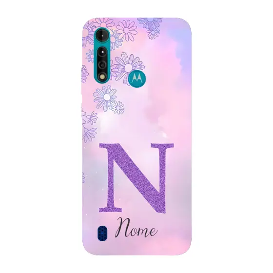 Capinha para Moto G8 Power Lite Anti Impacto Personalizada - Delicate Flowers Lilás com nome