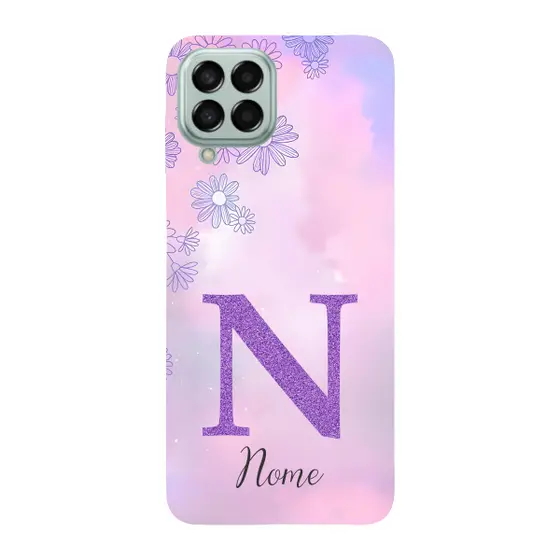 Capinha para Samsung M53 5G Anti Impacto Personalizada - Delicate Flowers Lilás com nome