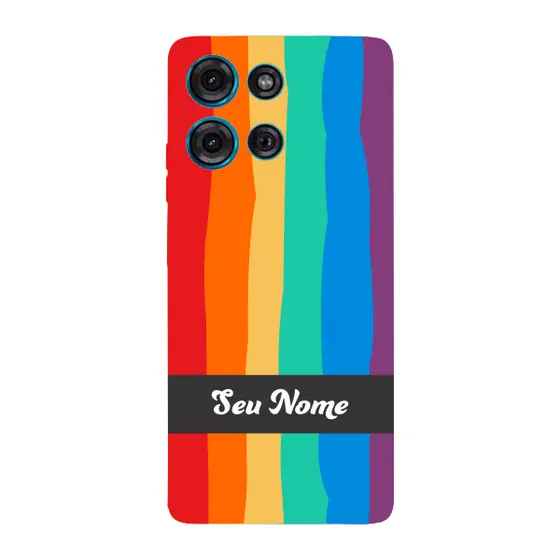 Capinha para Moto G75 Anti Impacto Personalizada - Arco Íris Colorido LGBT LGBTQIA+ com nome