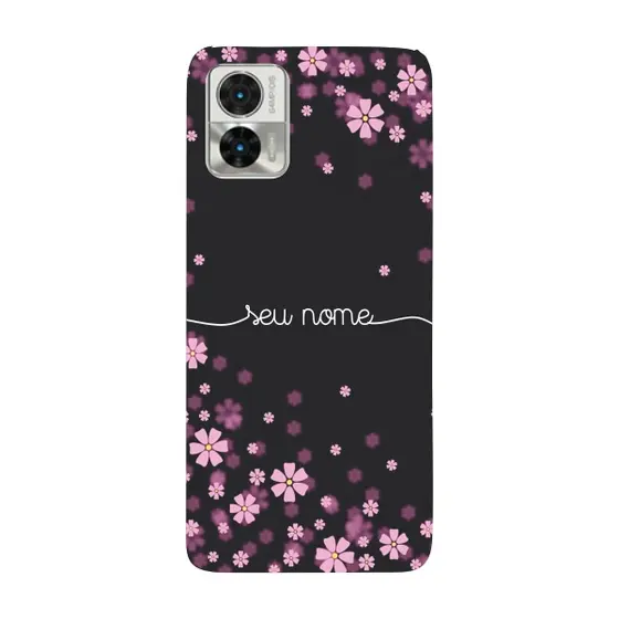 Capinha para Moto Edge 30 Neo Anti Impacto Personalizada - Flores Lilás com nome