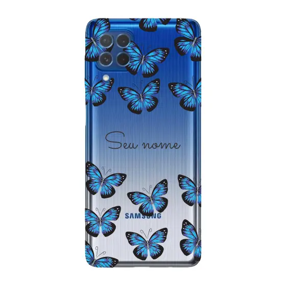 Capinha para Samsung M62 Anti Impacto Personalizada - Borboletas azuis com nome