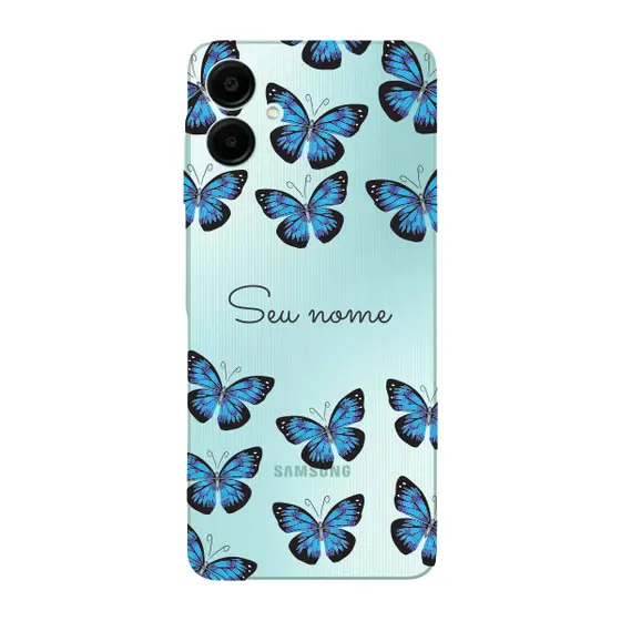 Capinha para Samsung A06 Anti Impacto Personalizada - Borboletas azuis com nome