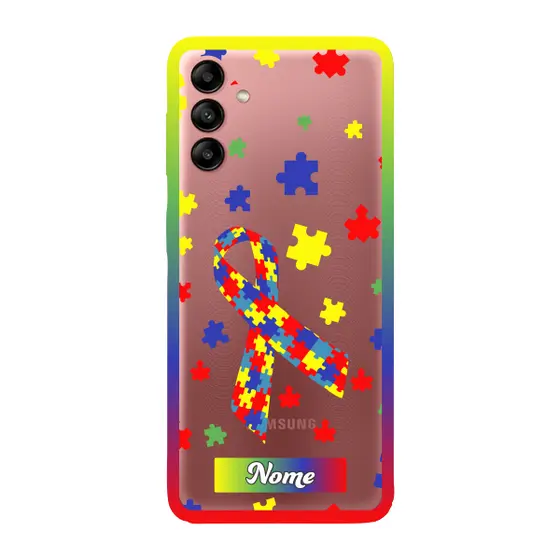 Capinha para Samsung A04s Anti Impacto Personalizada - Autismo - Autista - com nome e fundo transparente