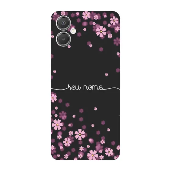 Capinha para Samsung A07 Anti Impacto Personalizada - Flores Lilás com nome