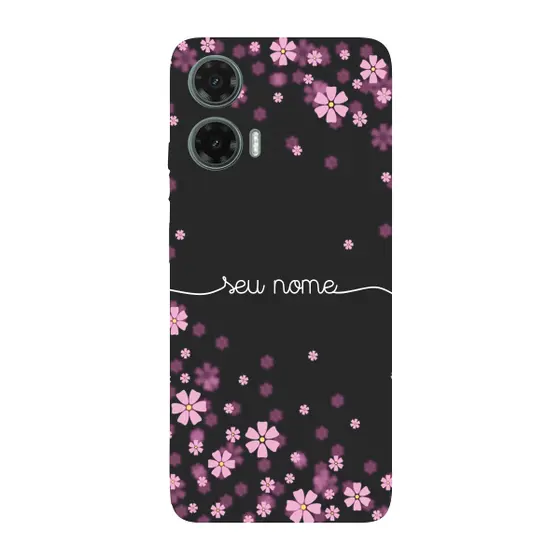 Capinha para Moto G35 Anti Impacto Personalizada - Flores Lilás com nome