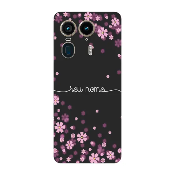 Capinha para Moto Edge 50 Ultra Anti Impacto Personalizada - Flores Lilás com nome