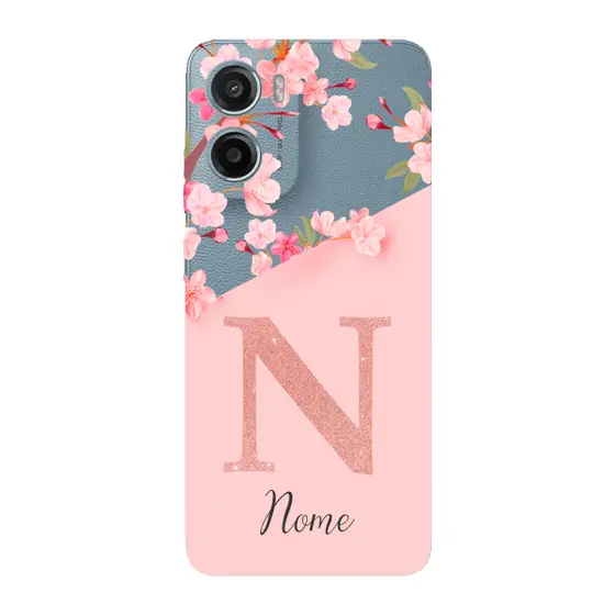 Capinha para Moto G05 Anti Impacto Personalizada - Delicate Flowers Rosa com nome e inicial