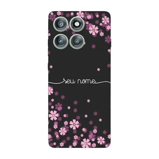 Capinha para Moto Edge 60 Anti Impacto Personalizada - Flores Lilás com nome