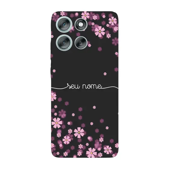 Capinha para Moto G56 Anti Impacto Personalizada - Flores Lilás com nome