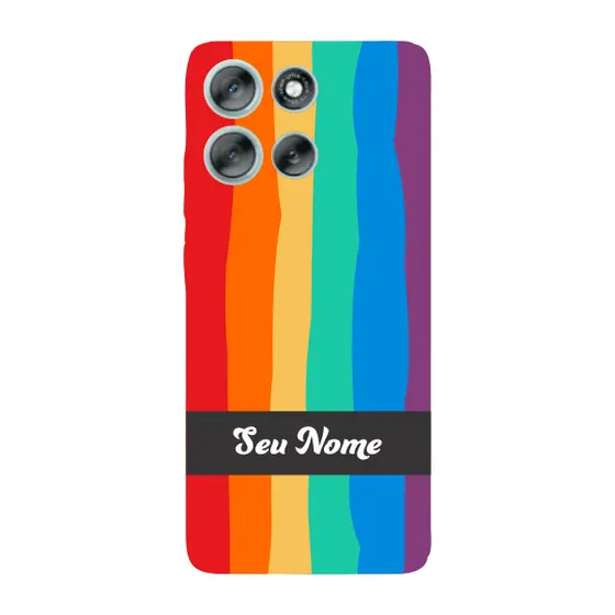 Capinha para Moto G56 Anti Impacto Personalizada - Arco Íris Colorido LGBT LGBTQIA+ com nome
