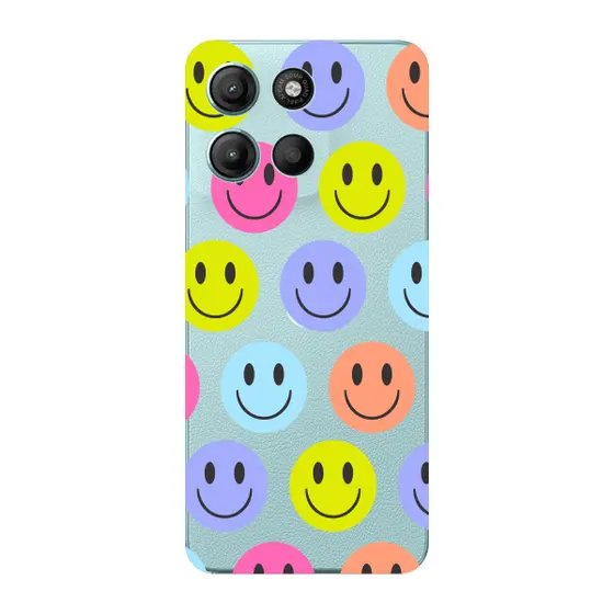 Capinha para Moto G15 Anti Impacto Personalizada - Smiles coloridos com fundo Transparente
