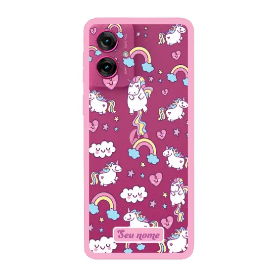 Capinha para Moto G55 Anti Impacto Personalizada - Unicórnio com nome e fundo transparente