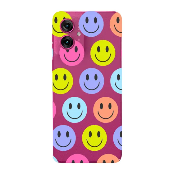 Capinha para Moto G55 Anti Impacto Personalizada - Smiles coloridos com fundo Transparente