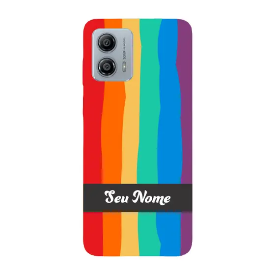 Capinha para Moto G53 Anti Impacto Personalizada - Arco Íris Colorido LGBT LGBTQIA+ com nome
