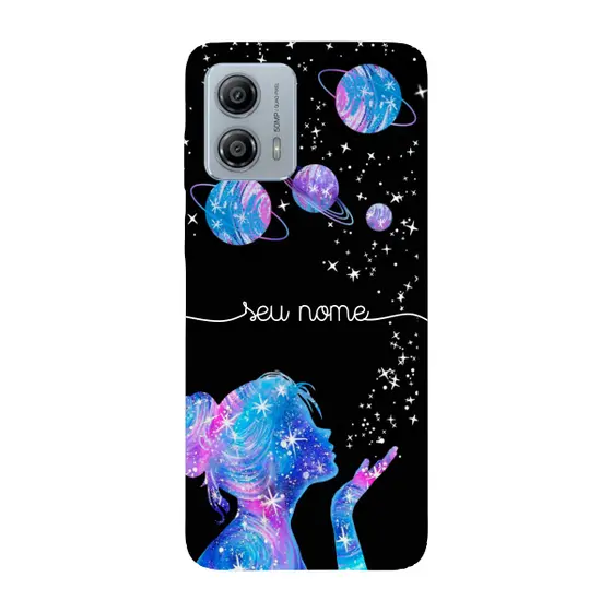 Capinha para Moto G53 Anti Impacto Personalizada - Menina Universo com nome manuscrito