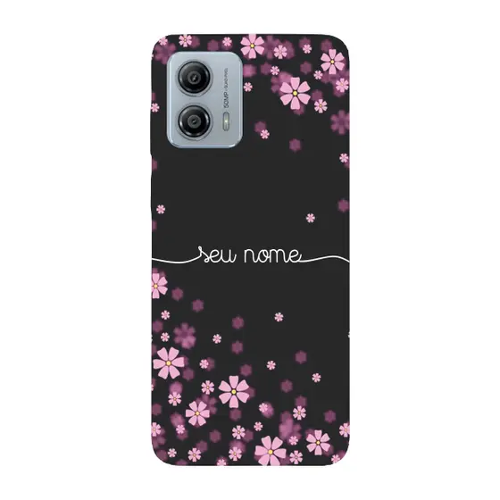 Capinha para Moto G53 Anti Impacto Personalizada - Flores Lilás com nome