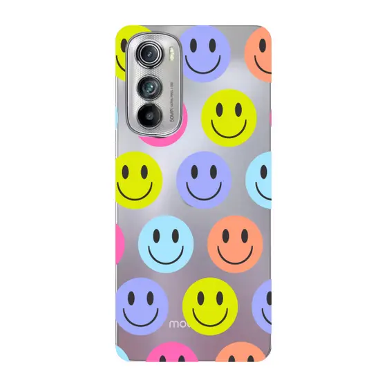 Capinha para Moto Edge 30 Anti Impacto Personalizada - Smiles coloridos com fundo transparente