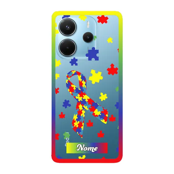 Capinha para Xiaomi RedMi Note 14 4G Anti Impacto Personalizada - Autismo - Autista - com nome e fundo transparente