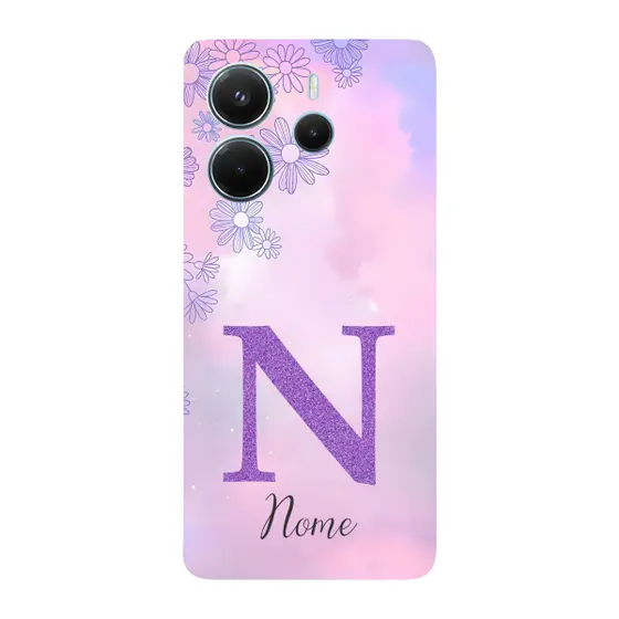 Capinha para Xiaomi RedMi Note 14 4G Anti Impacto Personalizada - Delicate Flowers Lilás com nome e inicial