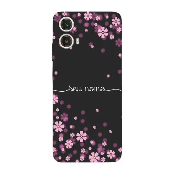 Capinha para Moto G34 Anti Impacto Personalizada - Flores Lilás com nome