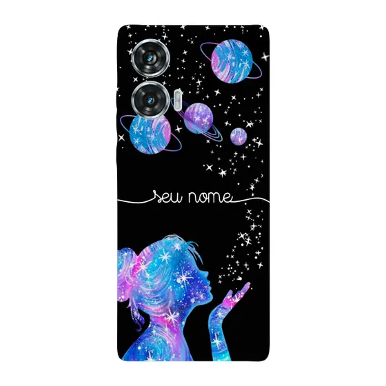 Capinha para Moto Edge 50 Fusion Anti Impacto Personalizada - Menina Universo com nome manuscrito