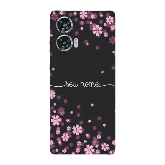 Capinha para Moto Edge 50 Fusion Anti Impacto Personalizada - Flores Lilás com nome