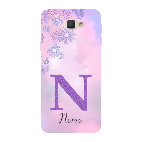 Capinha para Samsung J5 Prime Anti Impacto Personalizada - Delicate Flowers Lilás com nome