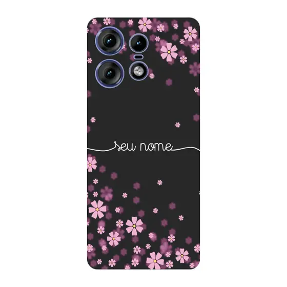 Capinha para Moto Edge 50 pro Anti Impacto Personalizada - Flores Lilás com nome