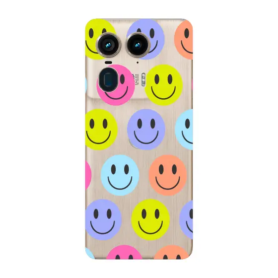 Capinha para Moto Edge 50 Ultra Anti Impacto Personalizada - Smiles coloridos com fundo Transparente