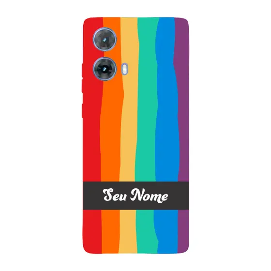 Capinha para Moto G85 Anti Impacto Personalizada - Arco Íris Colorido LGBT LGBTQIA+ com nome