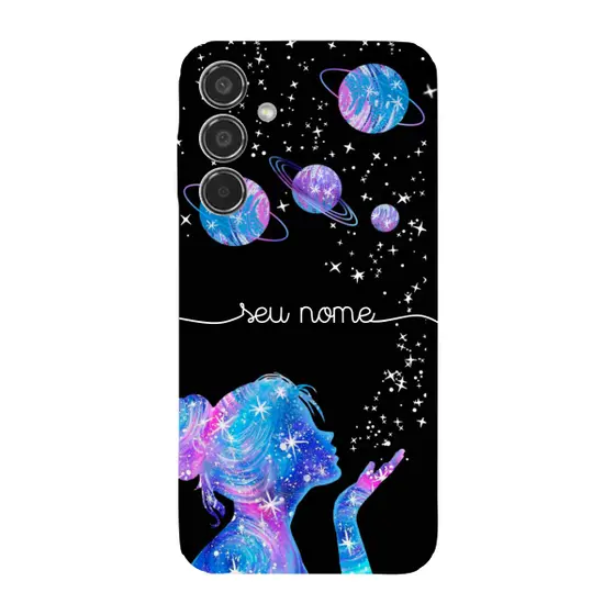 Capinha para Samsung M35 Anti Impacto Personalizada - Menina Universo com nome manuscrito