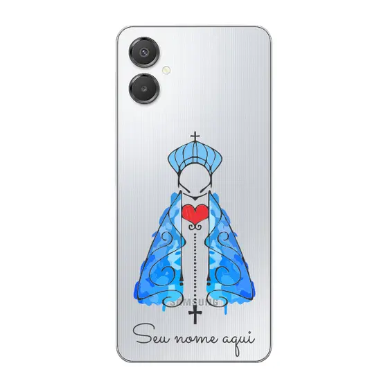 Capinha para Samsung A07 Anti Impacto Personalizada - Nossa senhora azul fundo transparente e nome
