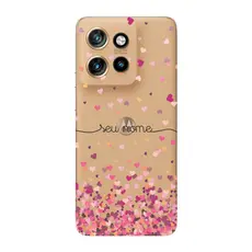 Capinha para Moto Edge 60 Neo Anti Impacto Personalizada - Chuva de corações rosa com nome