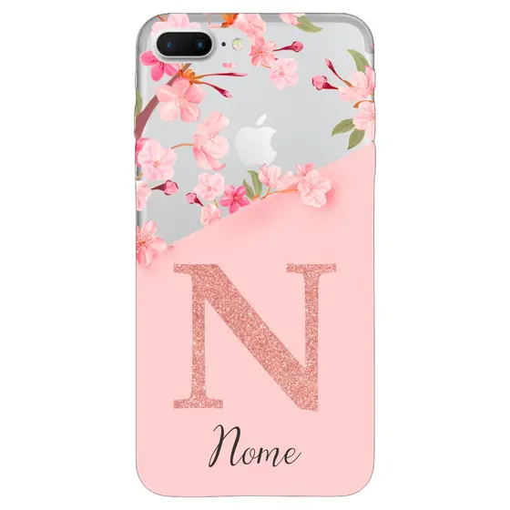Capinha Anti Impacto Personalizada iPhone 7 Plus / 8 Plus  - Delicate Flowers com fundo transparente