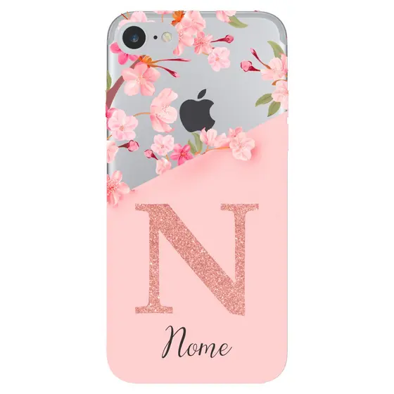 Capinha Anti Impacto Personalizada iPhone 7 / 8  - Delicate Flowers com fundo transparente