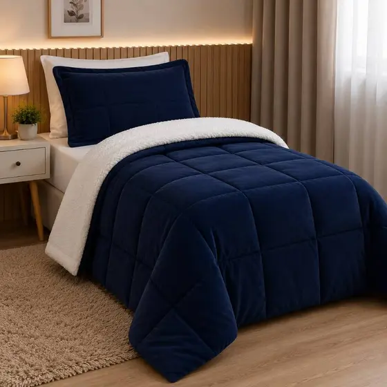 COBERDROM SOLTEIRO Dupla Face MANTA SOFT e SHERPA Pele de Carneiro Peludo Macio Quentinho Inverno Premium