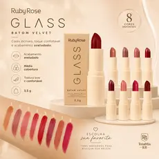 Ruby Rose Batom Bala Velvet Glass - Hb5482 Acabamento Aveludado Acetinado