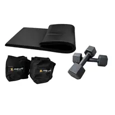 Kit Treino em Casa Colchonete Halter Sextavado 1kg Caneleira 1kg Academia Cross Training Funcional
