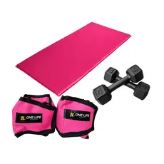 Kit Treino em Casa Colchonete Halter Sextavado 4kg Caneleira 4kg Academia Cross Training Funcional