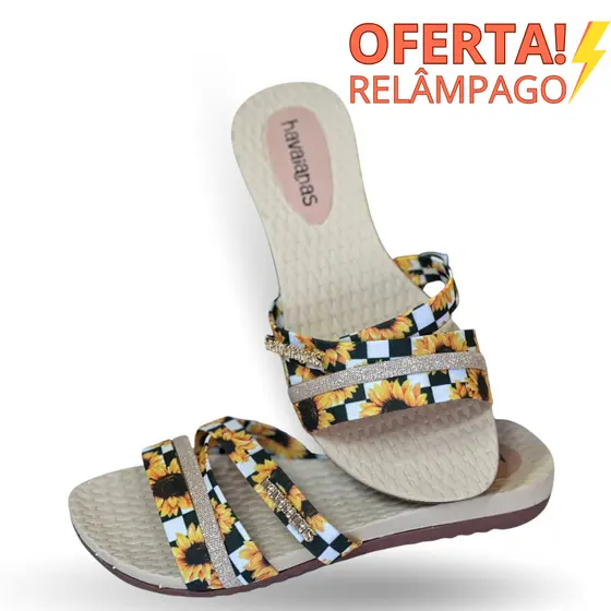 Rasteirinha Sandália Liz Leve E Confortável Tiras Estampadas Oferta