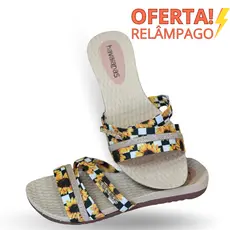 Rasteirinha Sandália Liz Leve E Confortável Tiras Estampadas Oferta