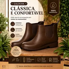 Bota Galocha Feminina Impermeável Borracha Antiderrapante Para Trabalho Limpeza e Enfermagem