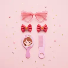 Conjunto Infantil Menina Óculos Coração e Kit Cabelos Fashion
