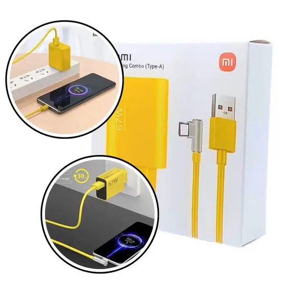 Carregador Turbo 67W USB com Cabo Tipo C Carregamento Rápido