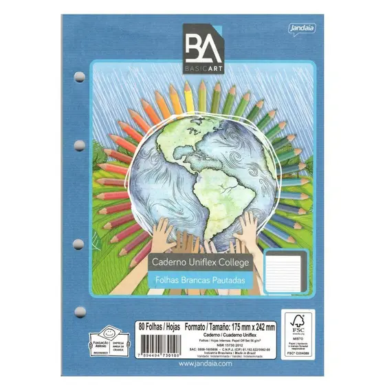 Kit com 01, 02 e 05UN Refil Para Caderno Argolado Colegial 80 Folhas 56g/m² - JANDAIA