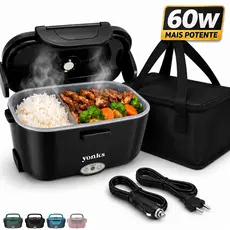 Marmita Elétrica Térmica Yonks 60W Bivolt 110V/220V Veicular 12V/24V Carro Caminhão + Bolsa Térmica