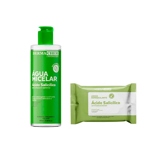 Dermachem Kit 2un Ácido Salicílico - 1un Lenço Demaquilante + 1un Água Micelar